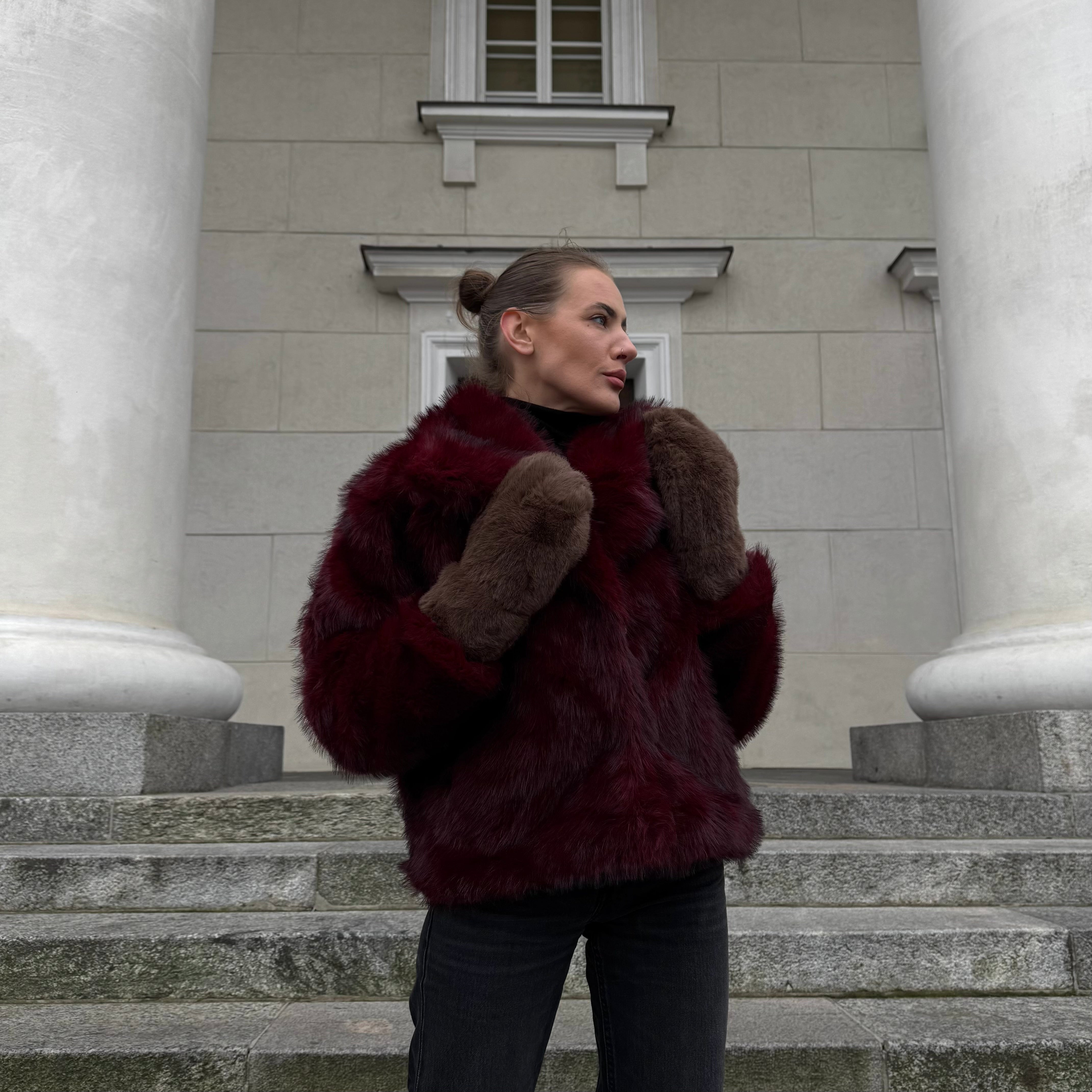 Pirštinės su kailiuku